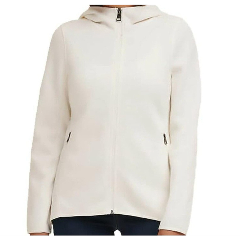 Andrew Marc Women's Full-Zip Hoodie Cream Fleece Lined jacket Large Excellent